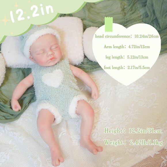12.21 in Full Silicone Reborn Ivory Baby Boy Dolls Lifelike 6.8LB Weight Baby - Picture 4 of 7